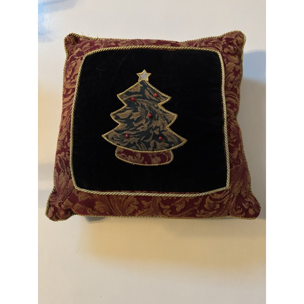 Vintage Velvet And Damask Christmas Pillow 13x13